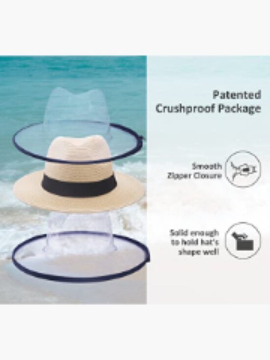 Packable Wide Brim Straw Fedora Sun Hat UPF50+